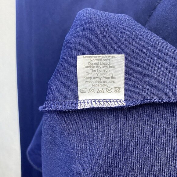 WOOSEA High Neck Split Ruffle Bodycon Cocktail Long Dress Women Small Navy New - Picture 10 of 16